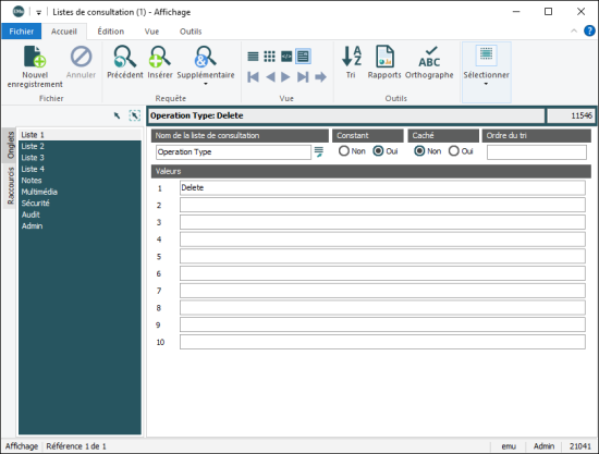 Liste de consultation